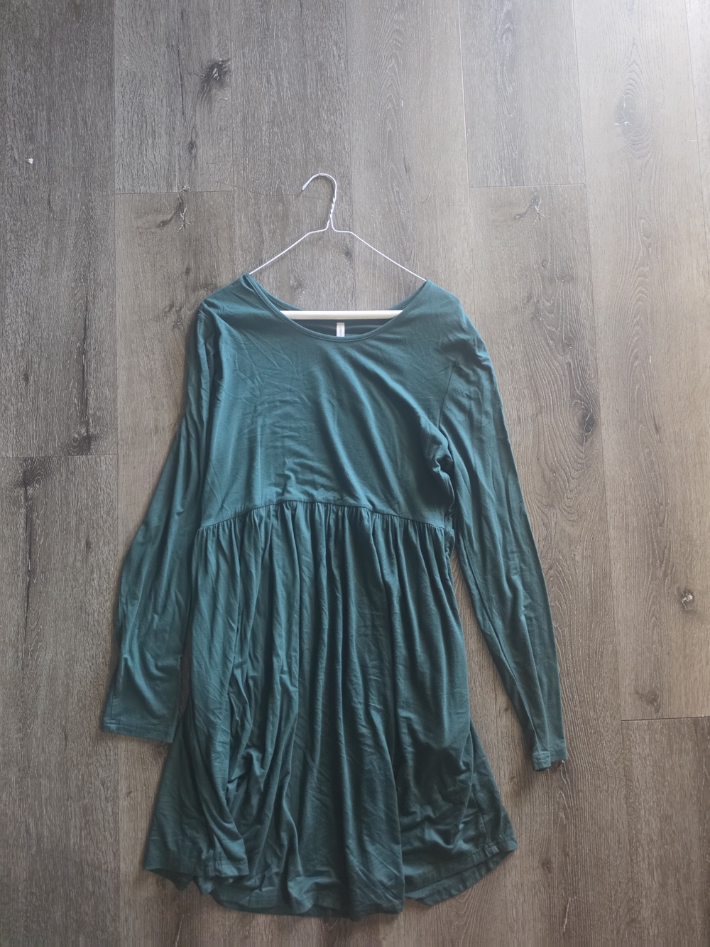 Womens XL Forest Green Long Sleeve Babydoll Dress